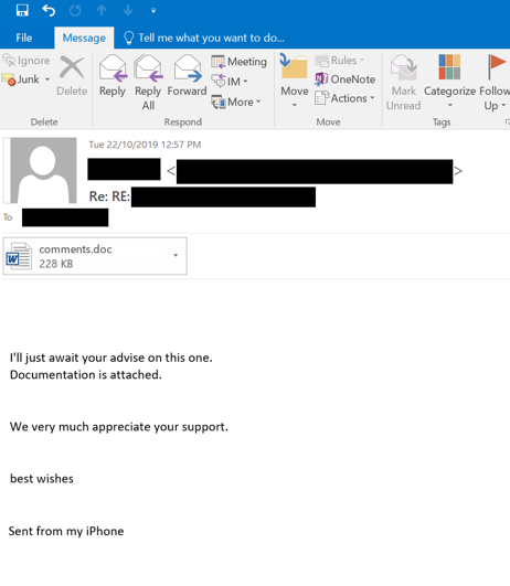emotet malware sample email cyber security perth